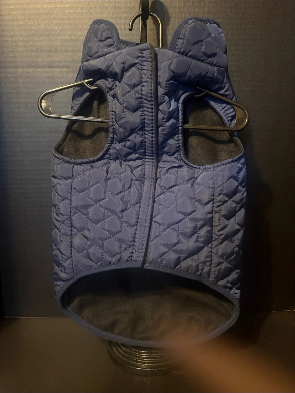 Navy Quilted Dog Vest - Insulated Pet Apparel M up to 27 lbs